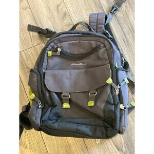 Eddie‎ Bauer Padded Backpack Gray Green Travel Bag Hiking Laptop Pack